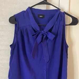 Blue Blouse Tank with Necktie
